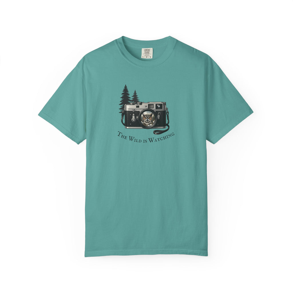 Owl, The Wild is Watching Camera T-Shirt