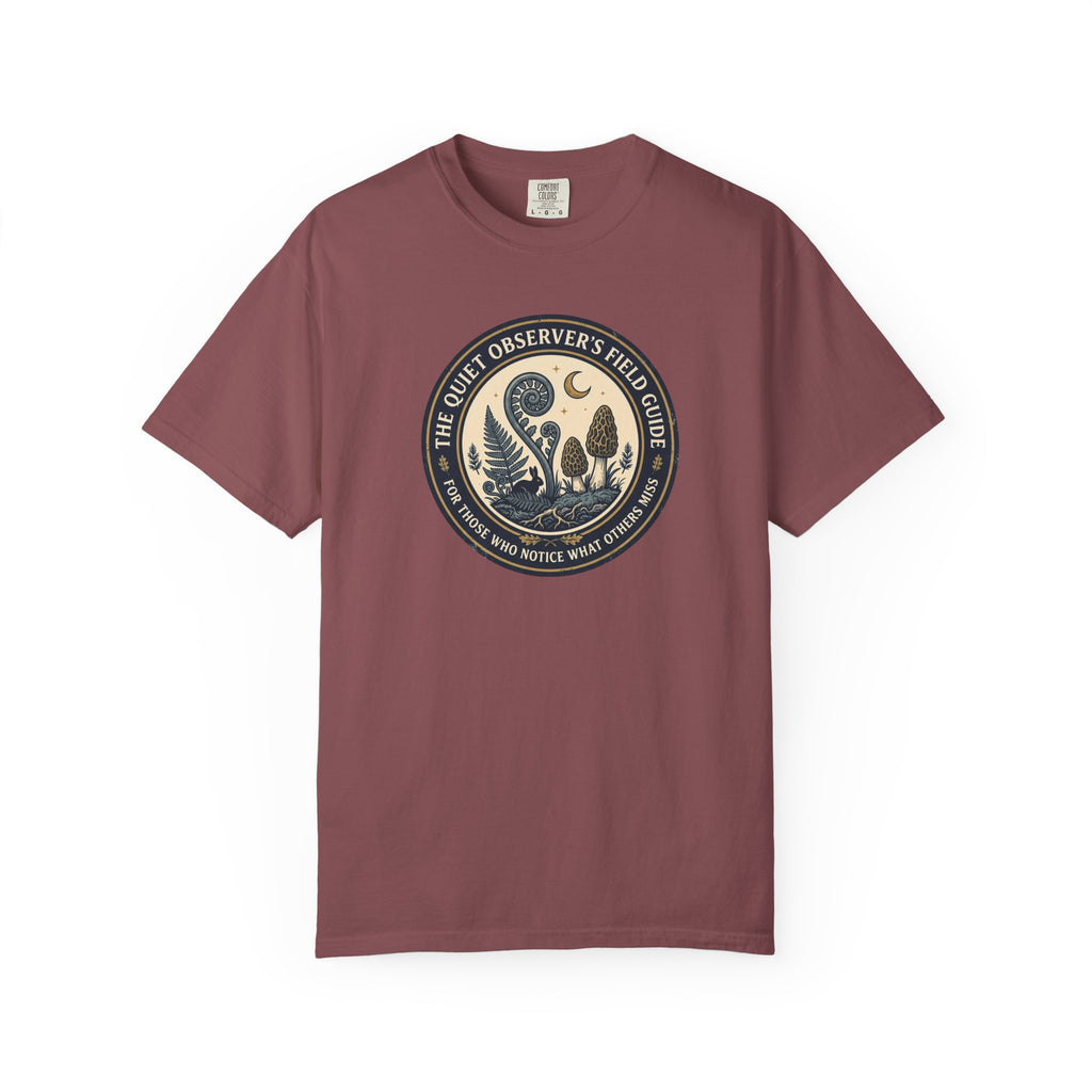 Quiet Observer's Field Guide Mushroom Fern Badge T-Shirt