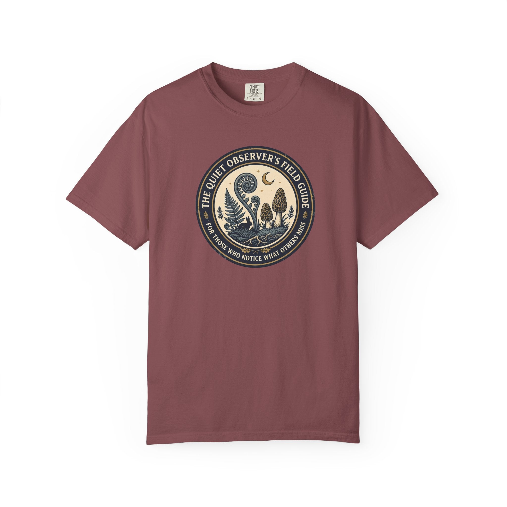 Quiet Observer's Field Guide Mushroom Fern Badge T-Shirt