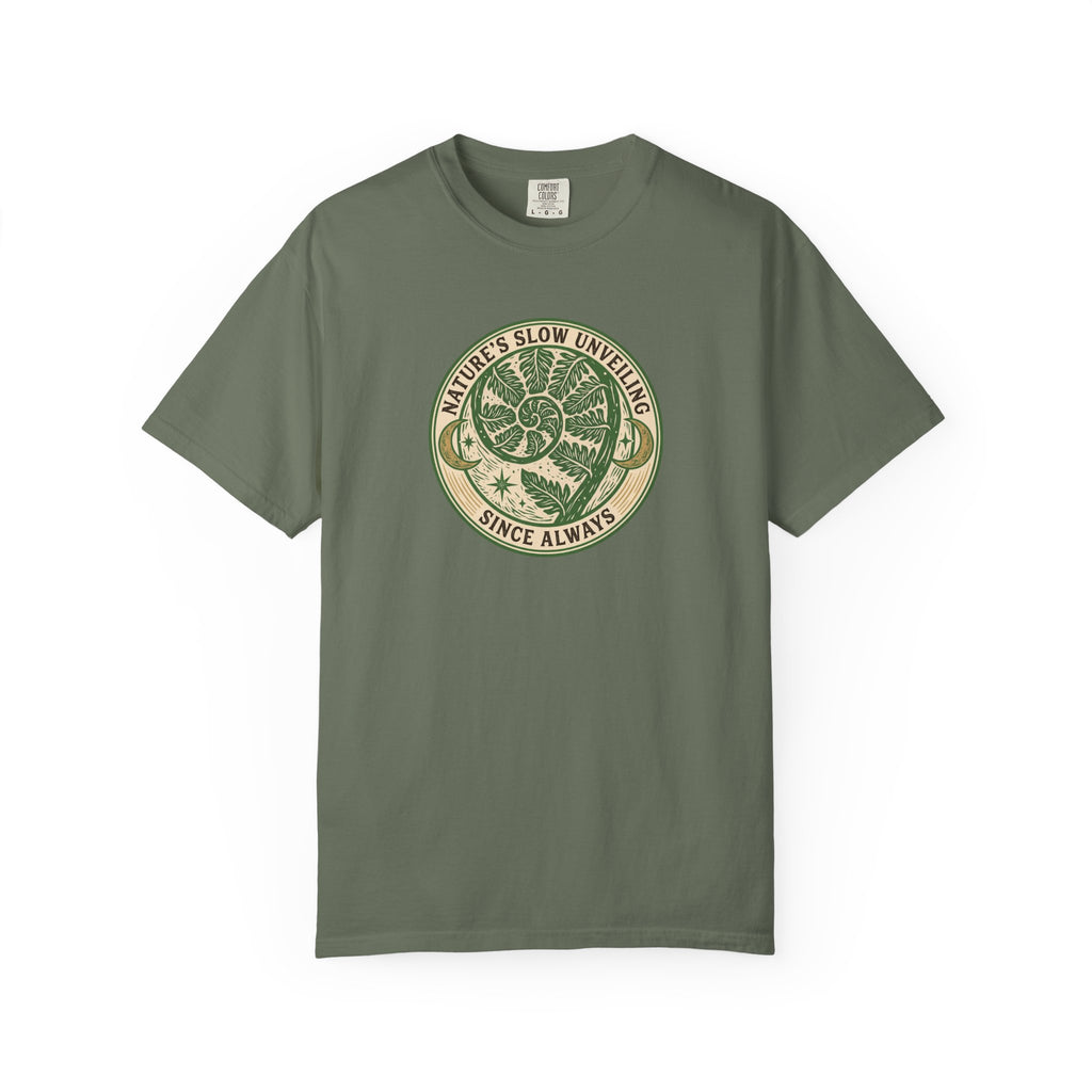 Nature's Slow Unveiling Fern Badge T-Shirt