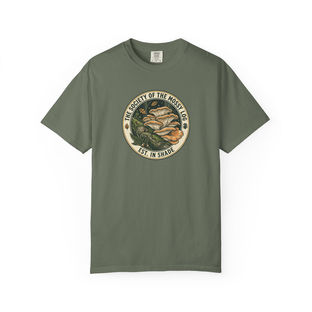 Society of the Mossy Log Mushroom Badge T-Shirt