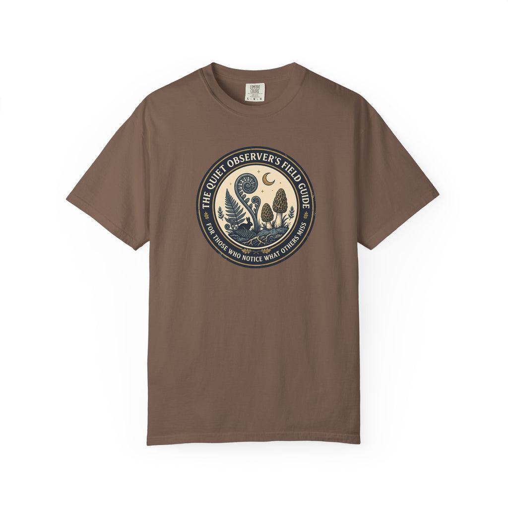 Quiet Observer's Field Guide Mushroom Fern Badge T-Shirt
