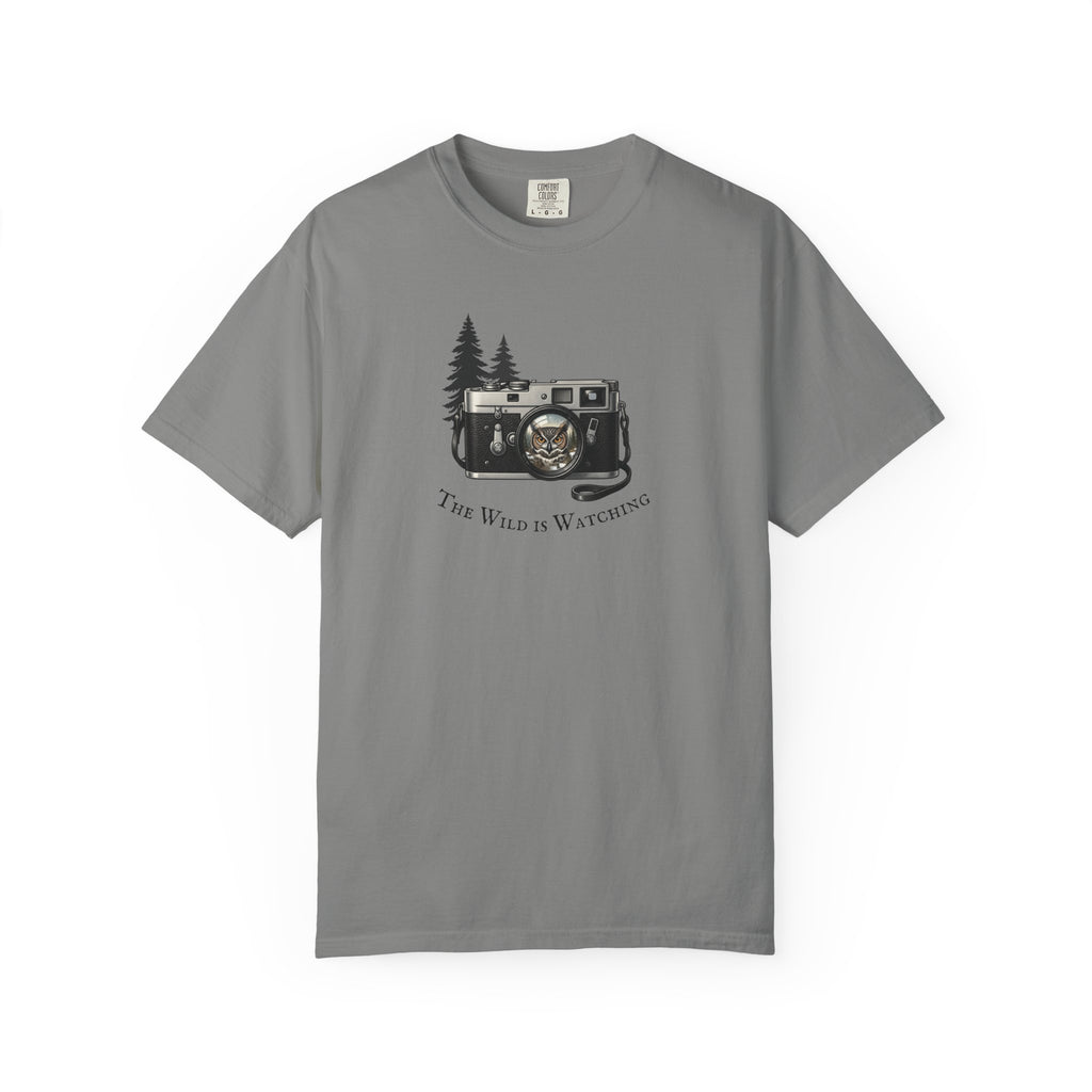 Owl, The Wild is Watching Camera T-Shirt