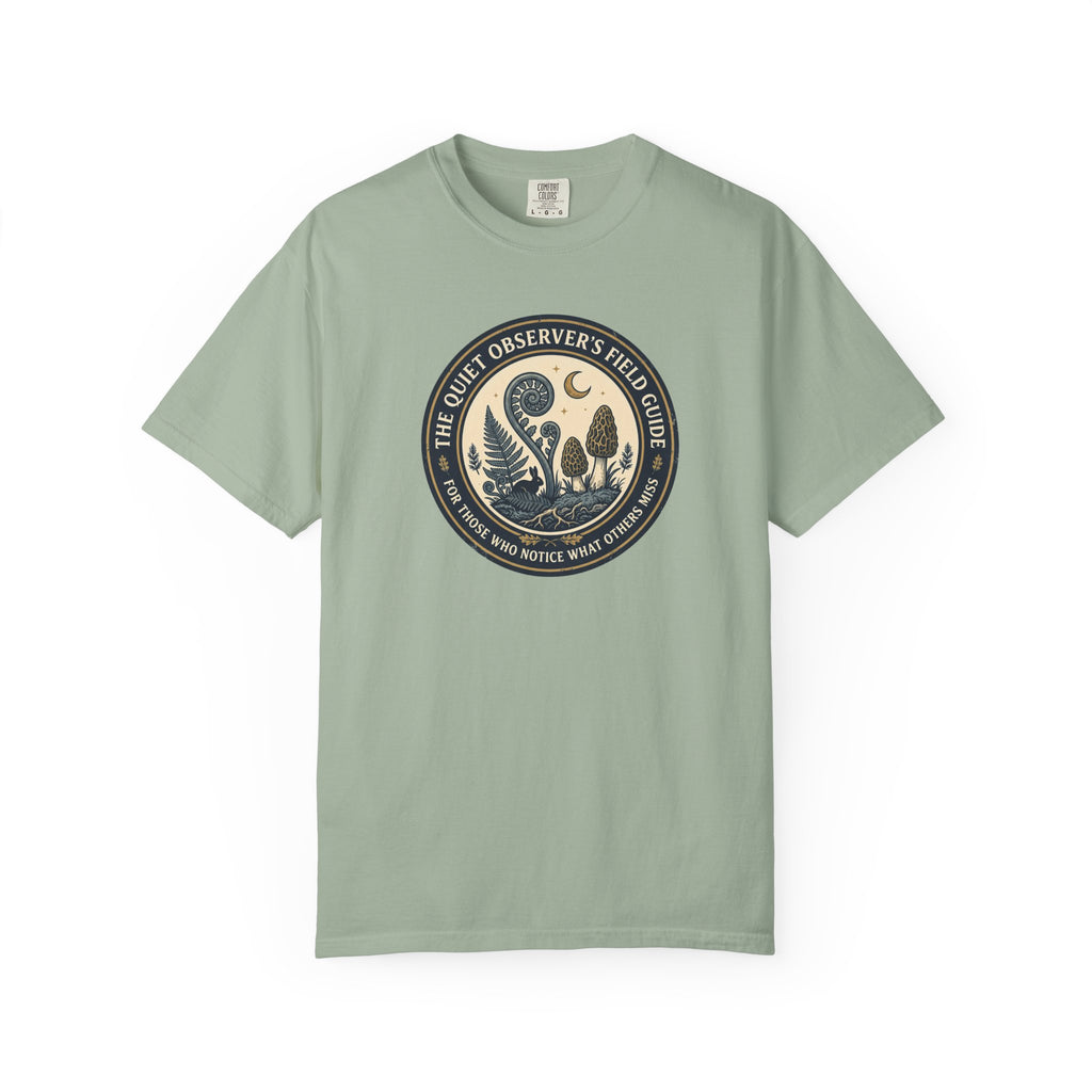 Quiet Observer's Field Guide Mushroom Fern Badge T-Shirt