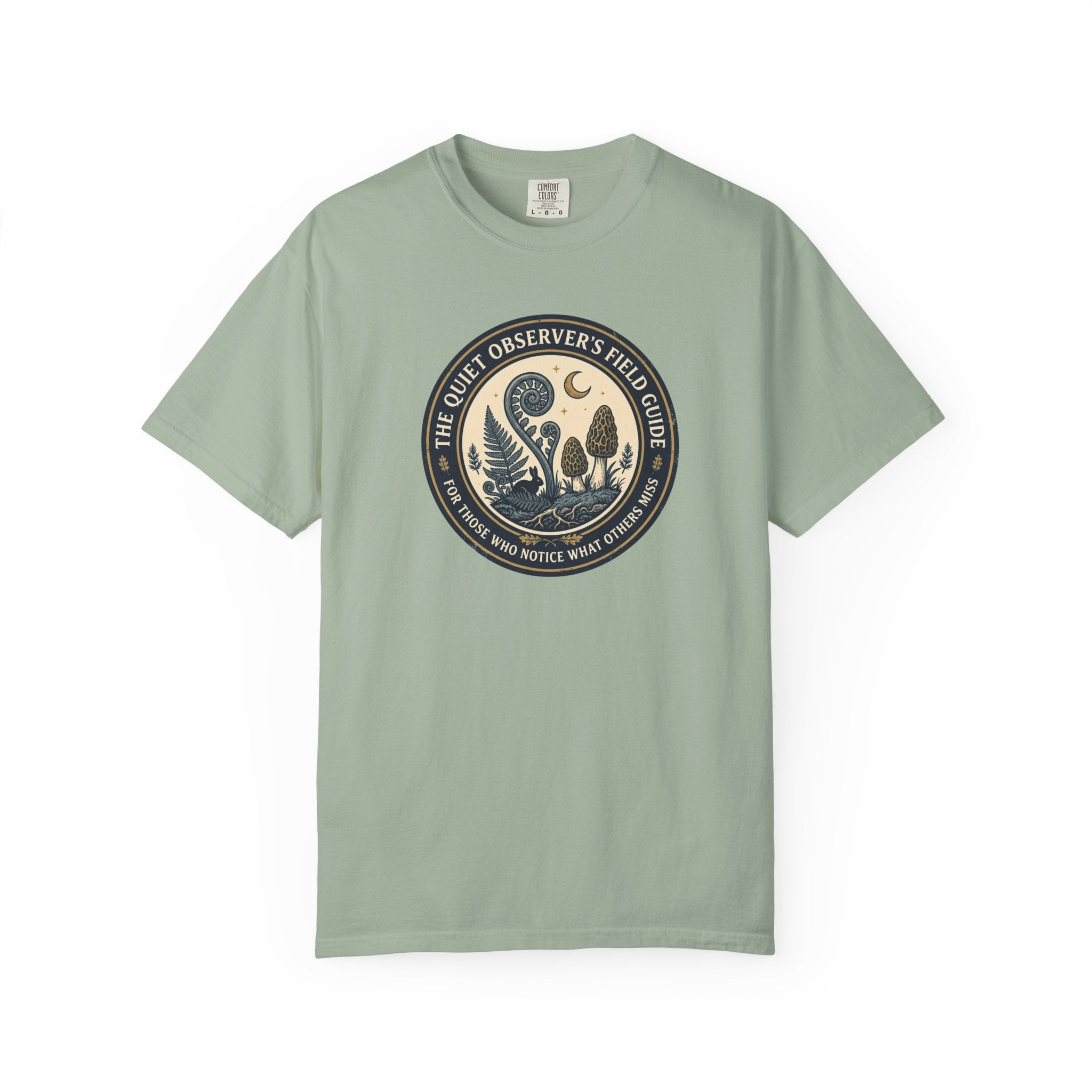Quiet Observer's Field Guide Mushroom Fern Badge T-Shirt