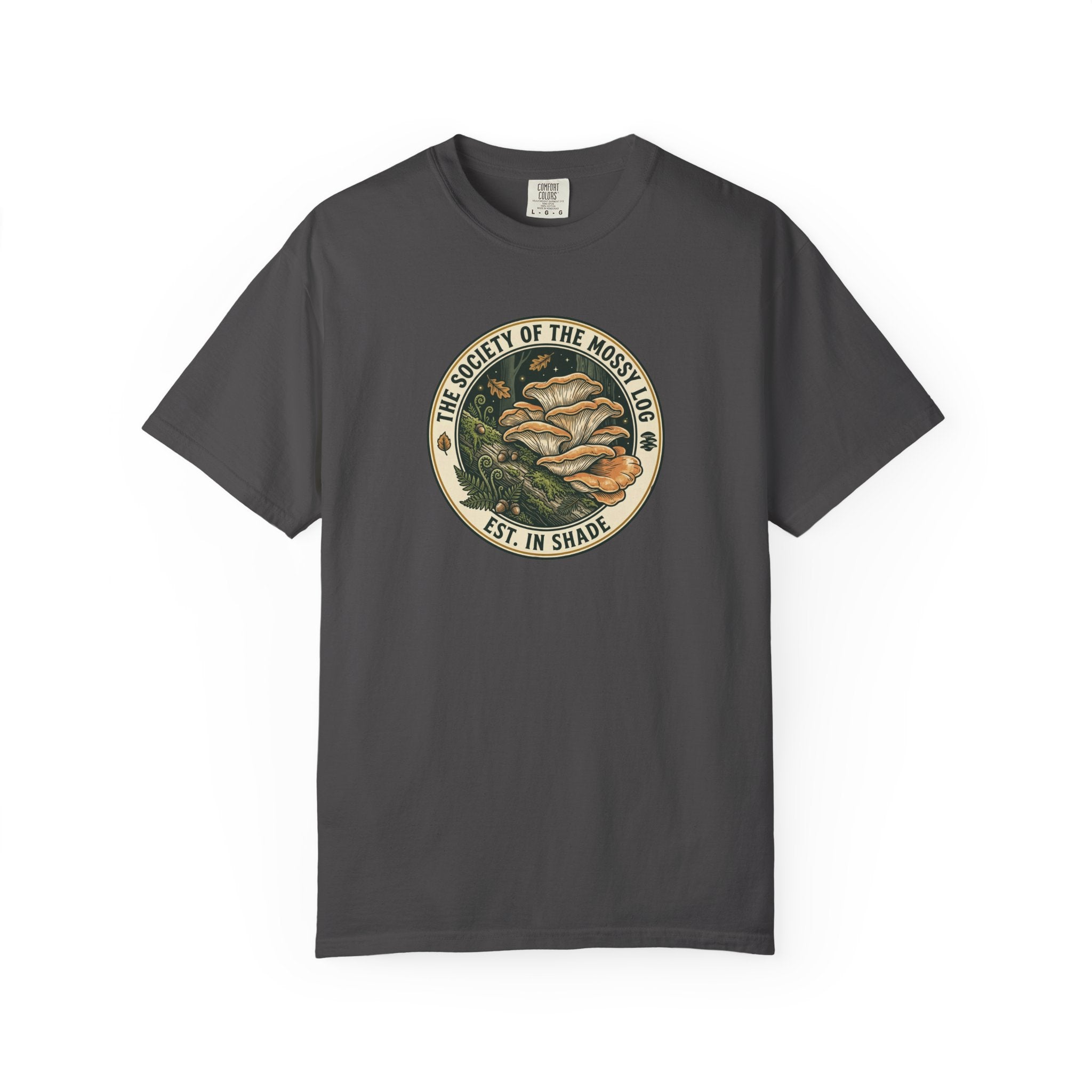 Society of the Mossy Log Mushroom Badge T-Shirt
