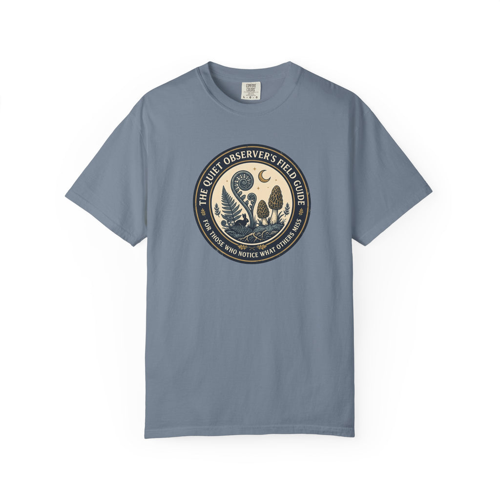 Quiet Observer's Field Guide Mushroom Fern Badge T-Shirt