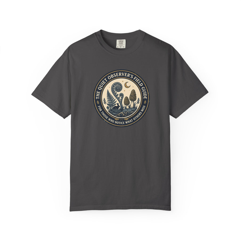 Quiet Observer's Field Guide Mushroom Fern Badge T-Shirt