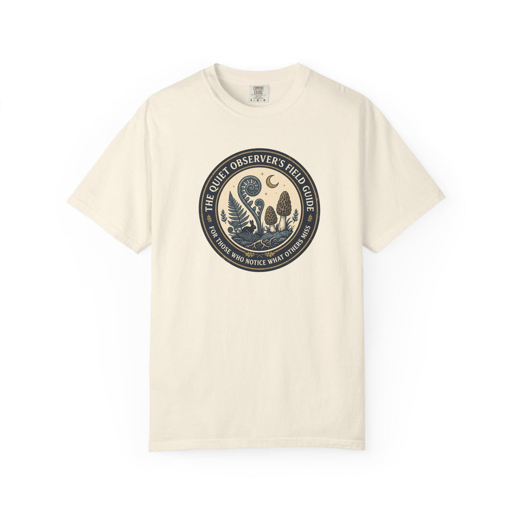 Quiet Observer's Field Guide Mushroom Fern Badge T-Shirt