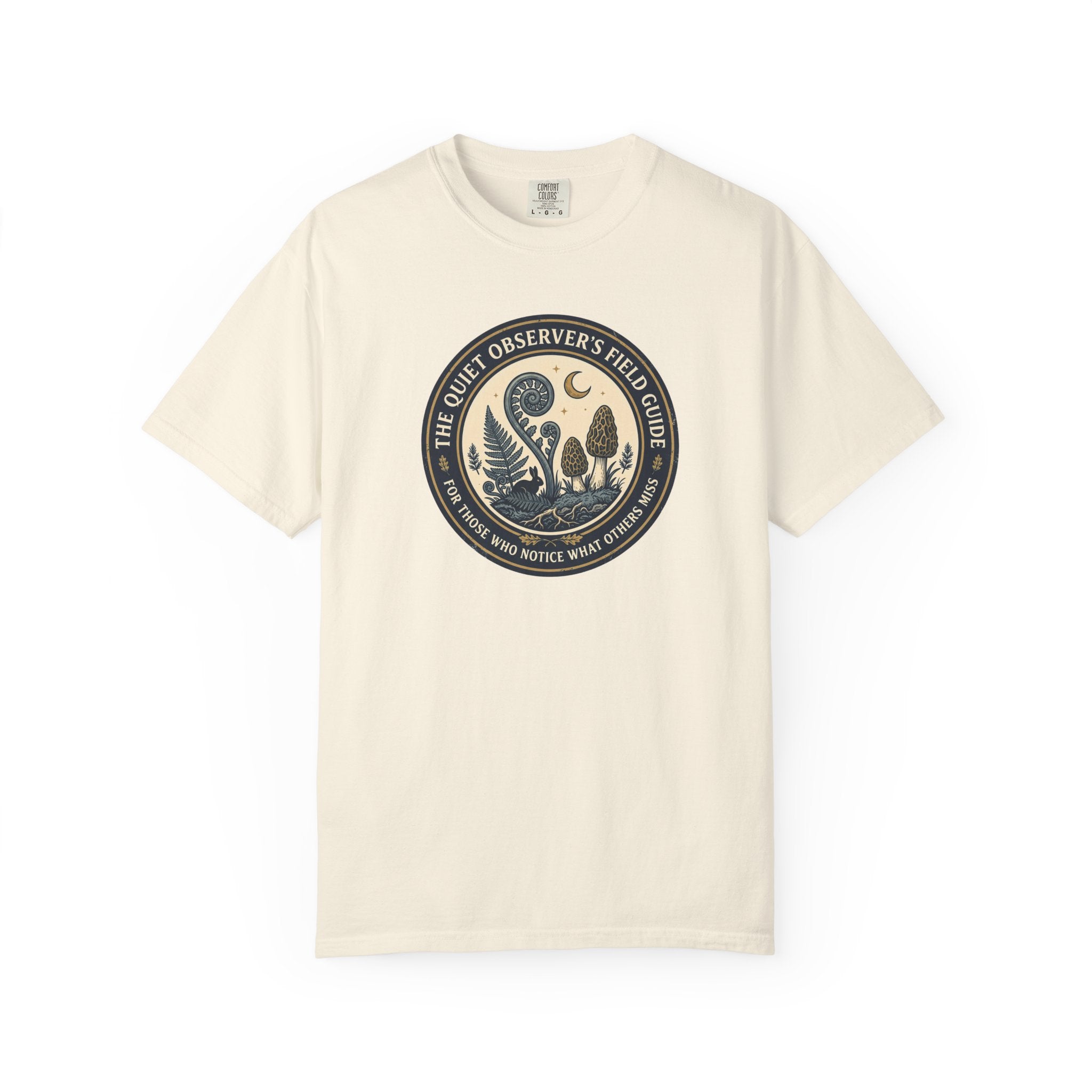 Quiet Observer's Field Guide Mushroom Fern Badge T-Shirt