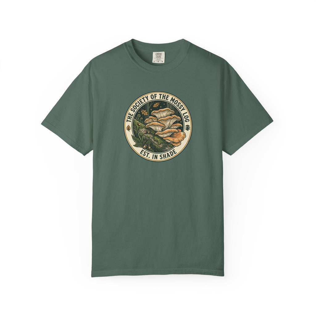 Society of the Mossy Log Mushroom Badge T-Shirt