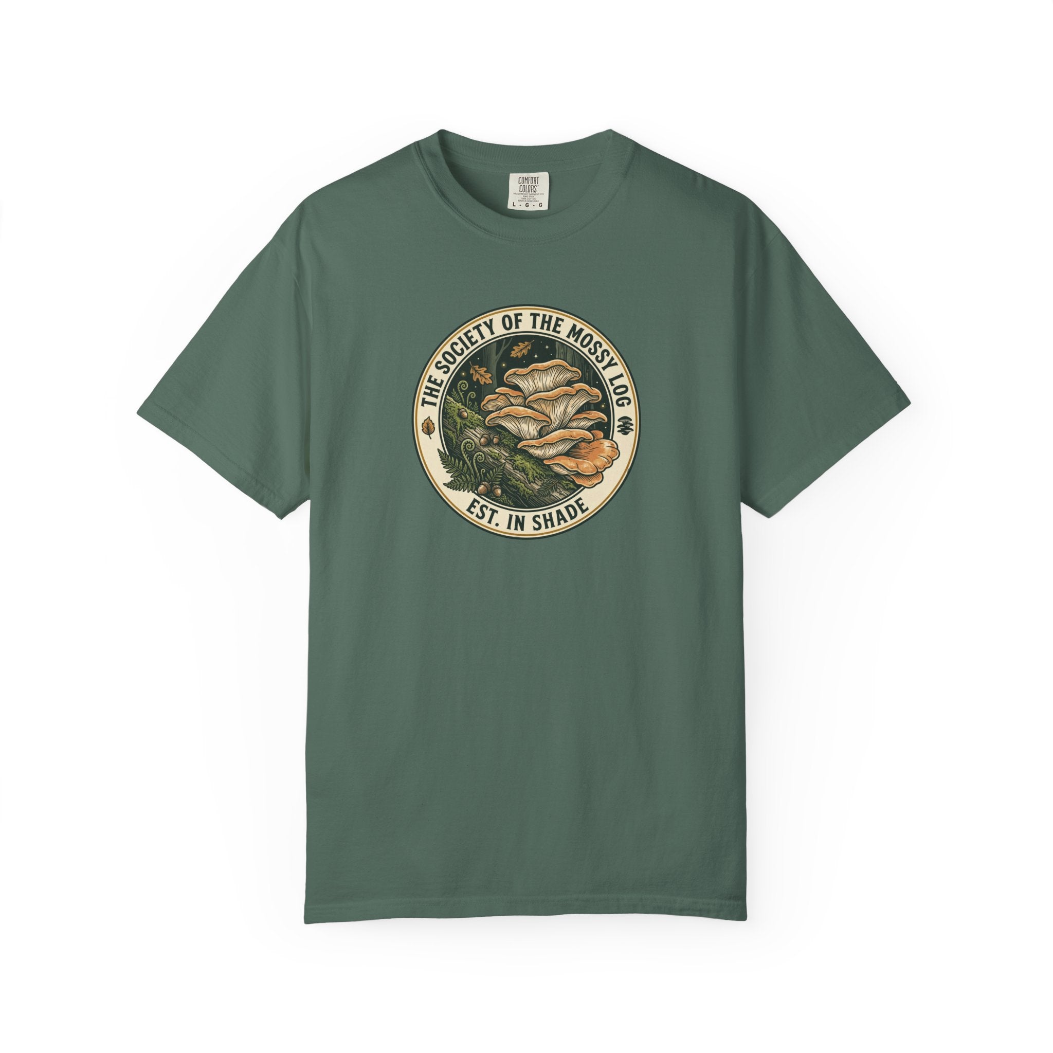 Society of the Mossy Log Mushroom Badge T-Shirt