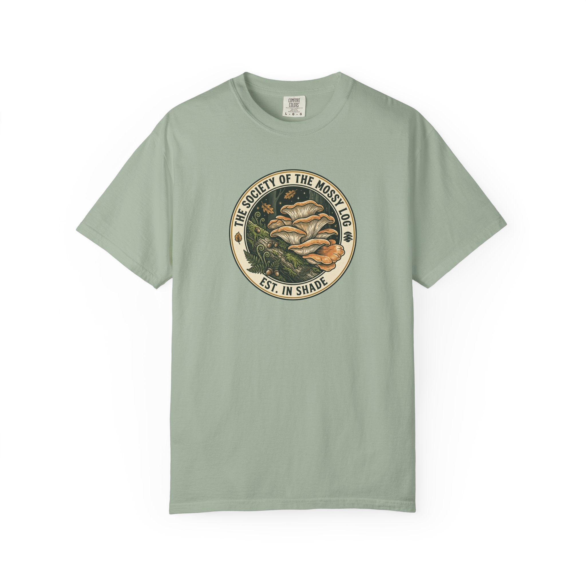 Society of the Mossy Log Mushroom Badge T-Shirt