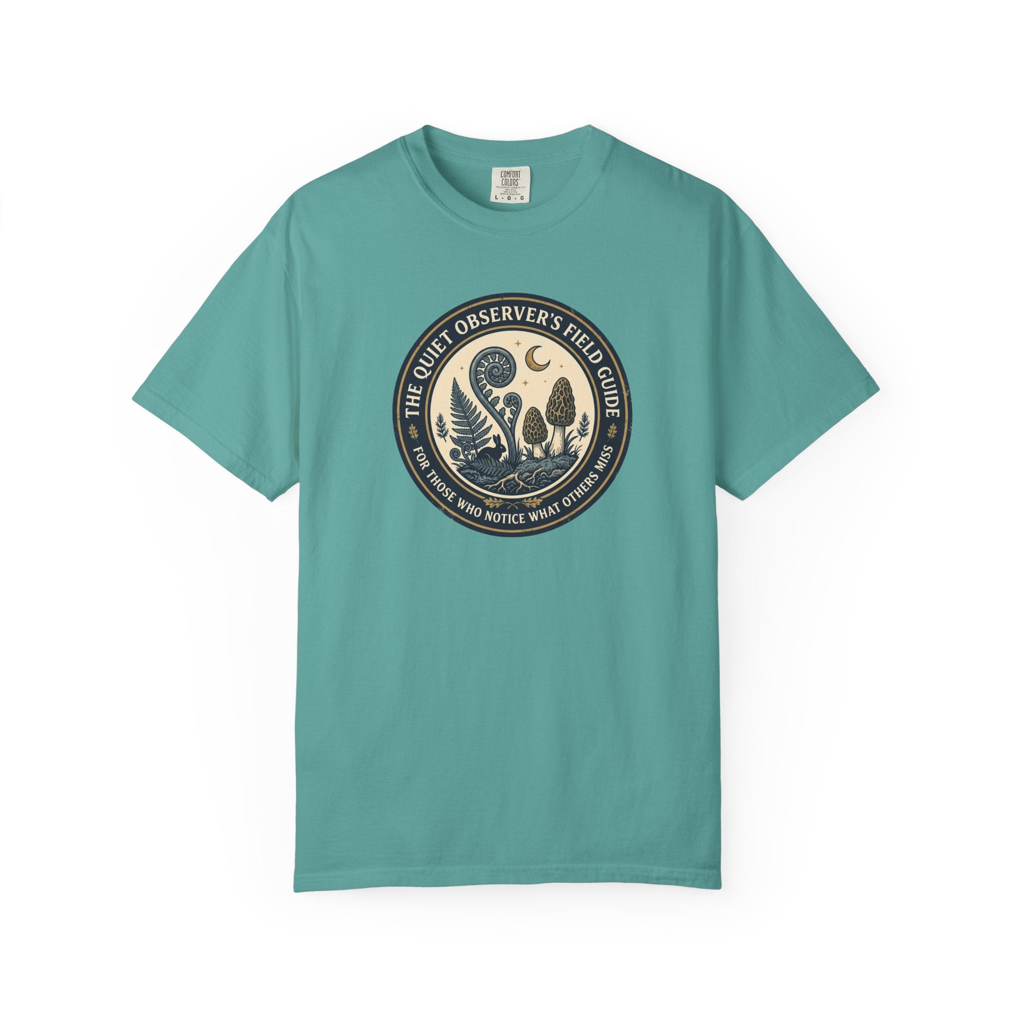 Quiet Observer's Field Guide Mushroom Fern Badge T-Shirt
