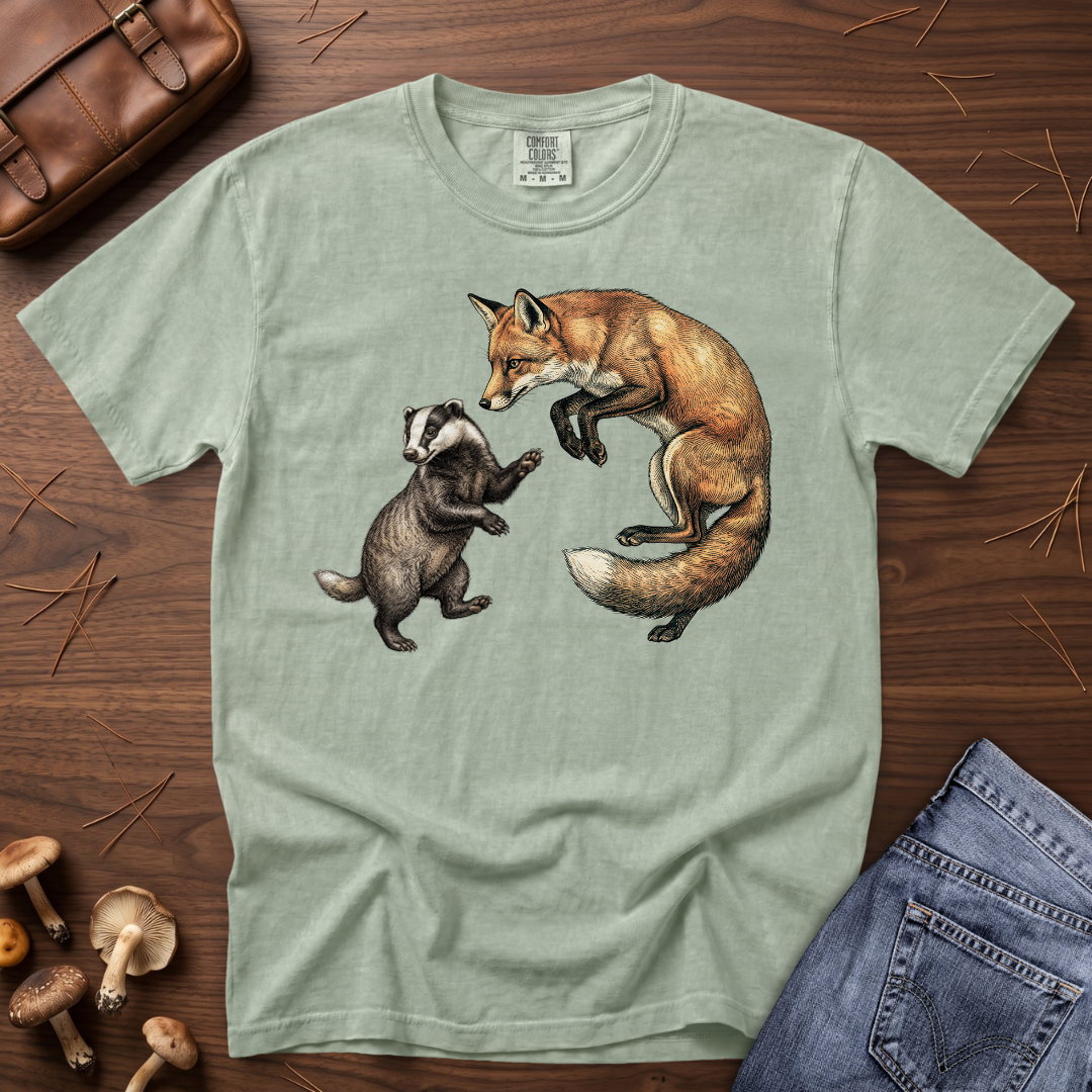 Late One Night - Fox & Badger T-Shirt