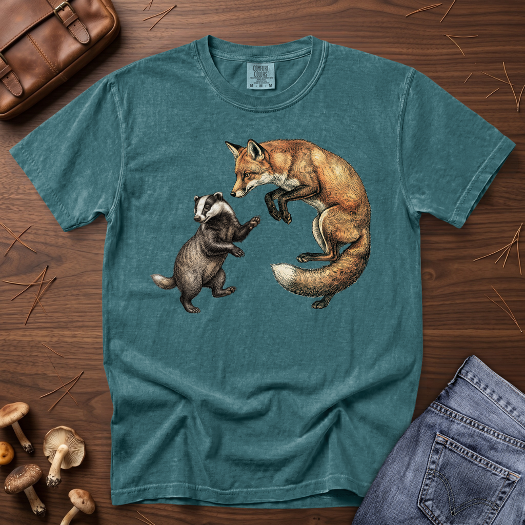 Late One Night - Fox & Badger T-Shirt