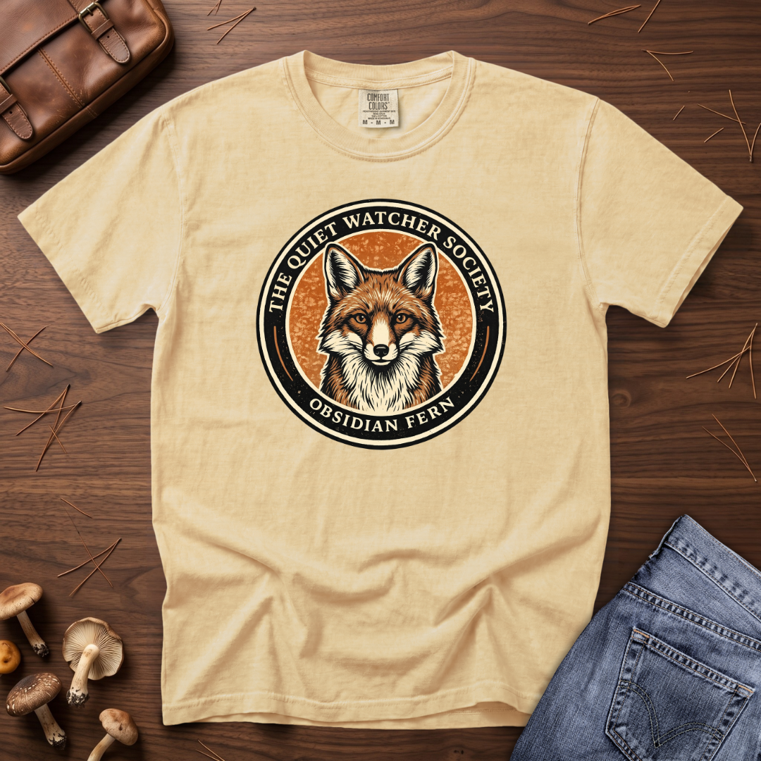 Quiet Watcher Society Fox Badge T-Shirt