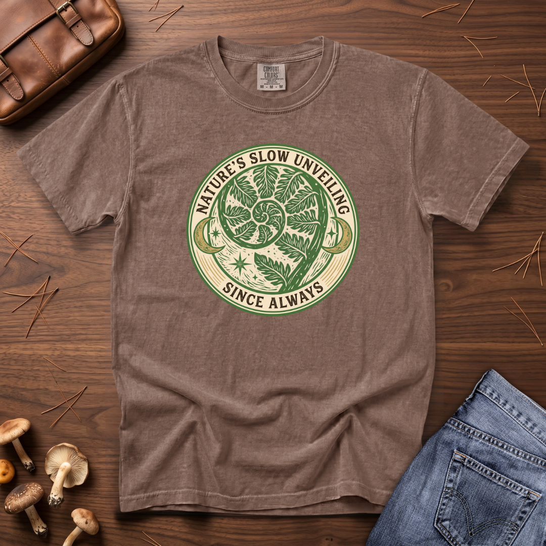 Nature's Slow Unveiling Fern Badge T-Shirt