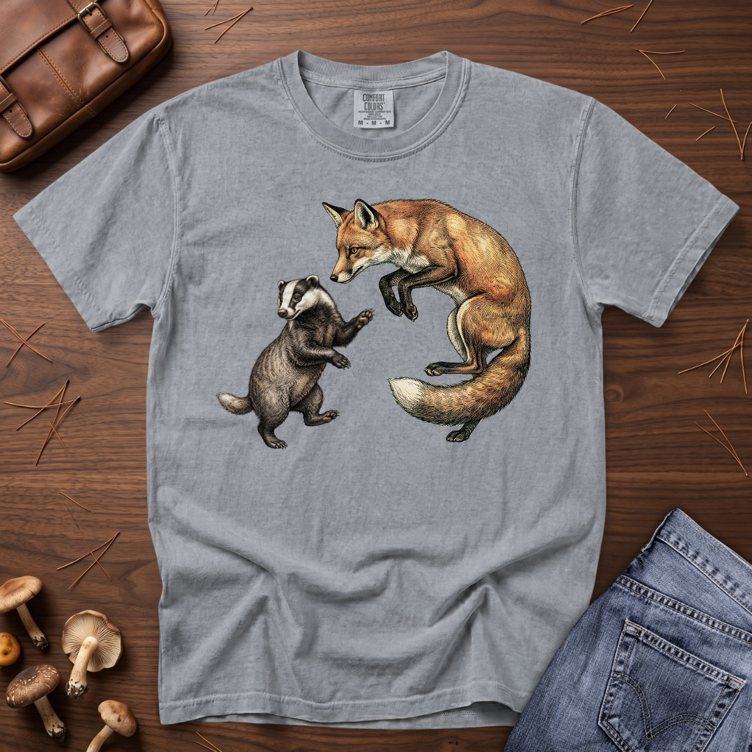 Late One Night - Fox & Badger T-Shirt