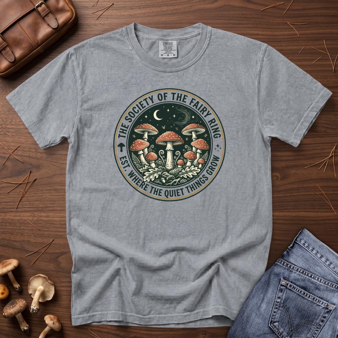 Society of the Fairy Ring Mushroom Badge T-Shirt