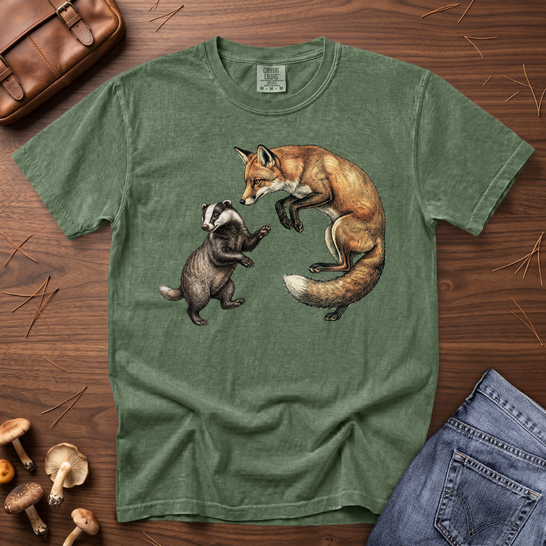 Late One Night - Fox & Badger T-Shirt