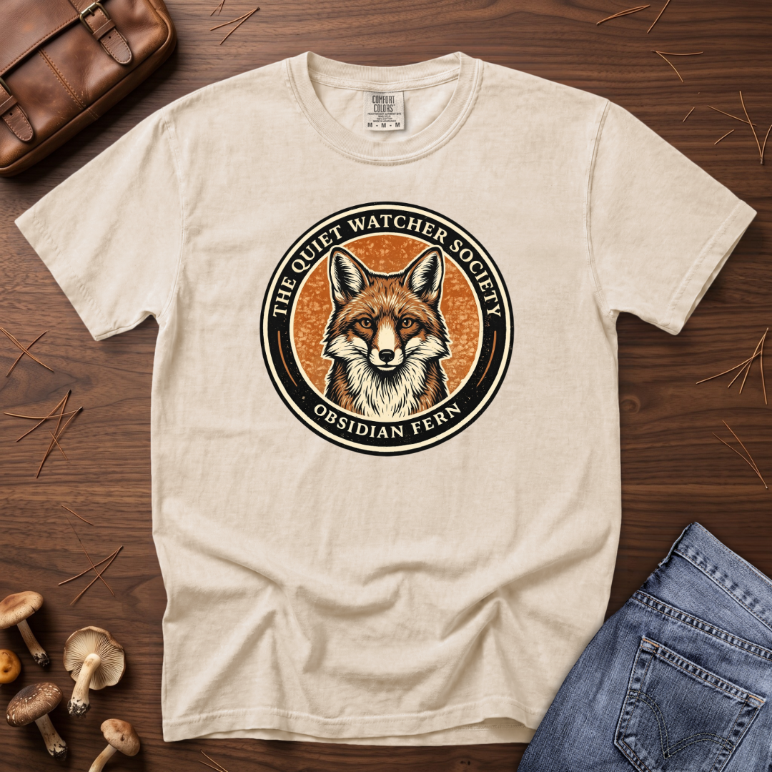 Quiet Watcher Society Fox Badge T-Shirt