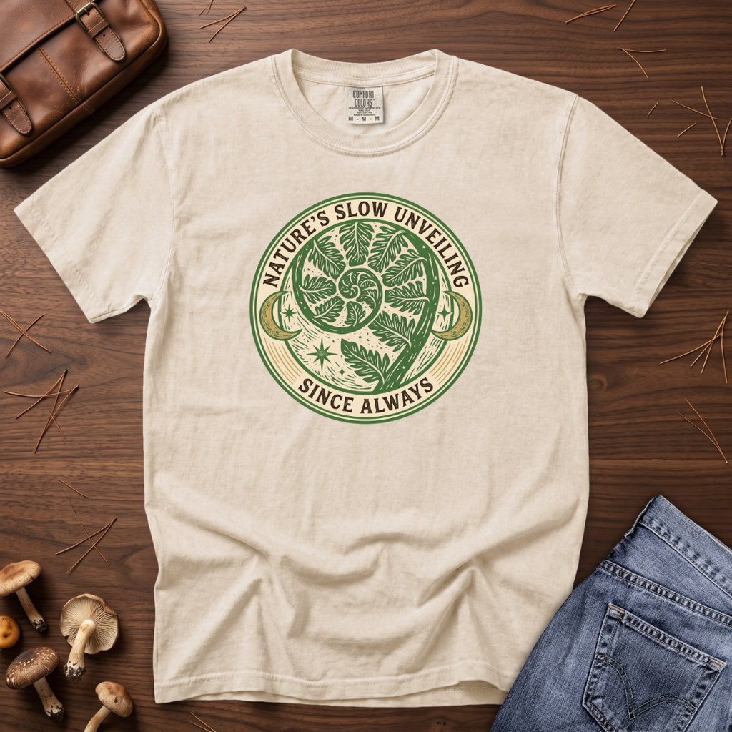 Nature's Slow Unveiling Fern Badge T-Shirt