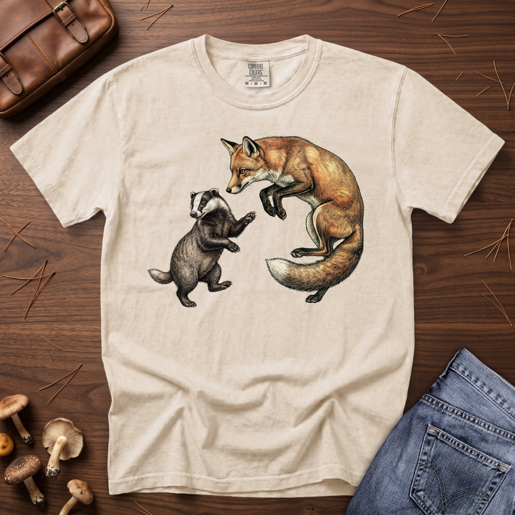 Late One Night - Fox & Badger T-Shirt