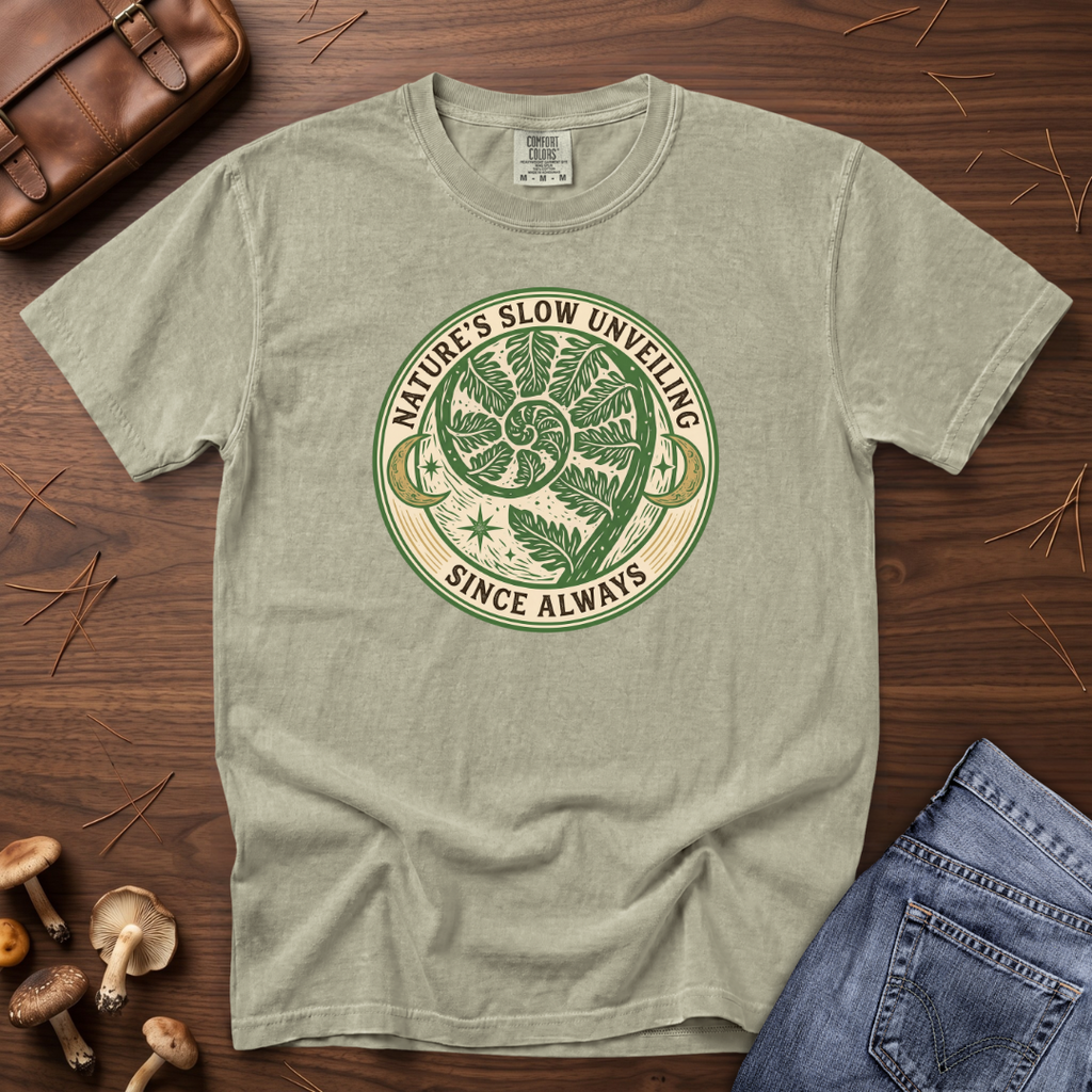 Nature's Slow Unveiling Fern Badge T-Shirt