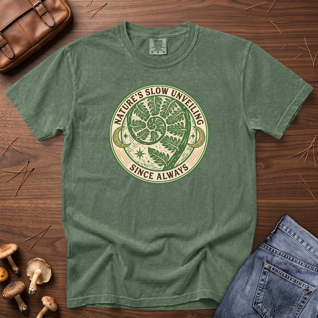 Nature's Slow Unveiling Fern Badge T-Shirt