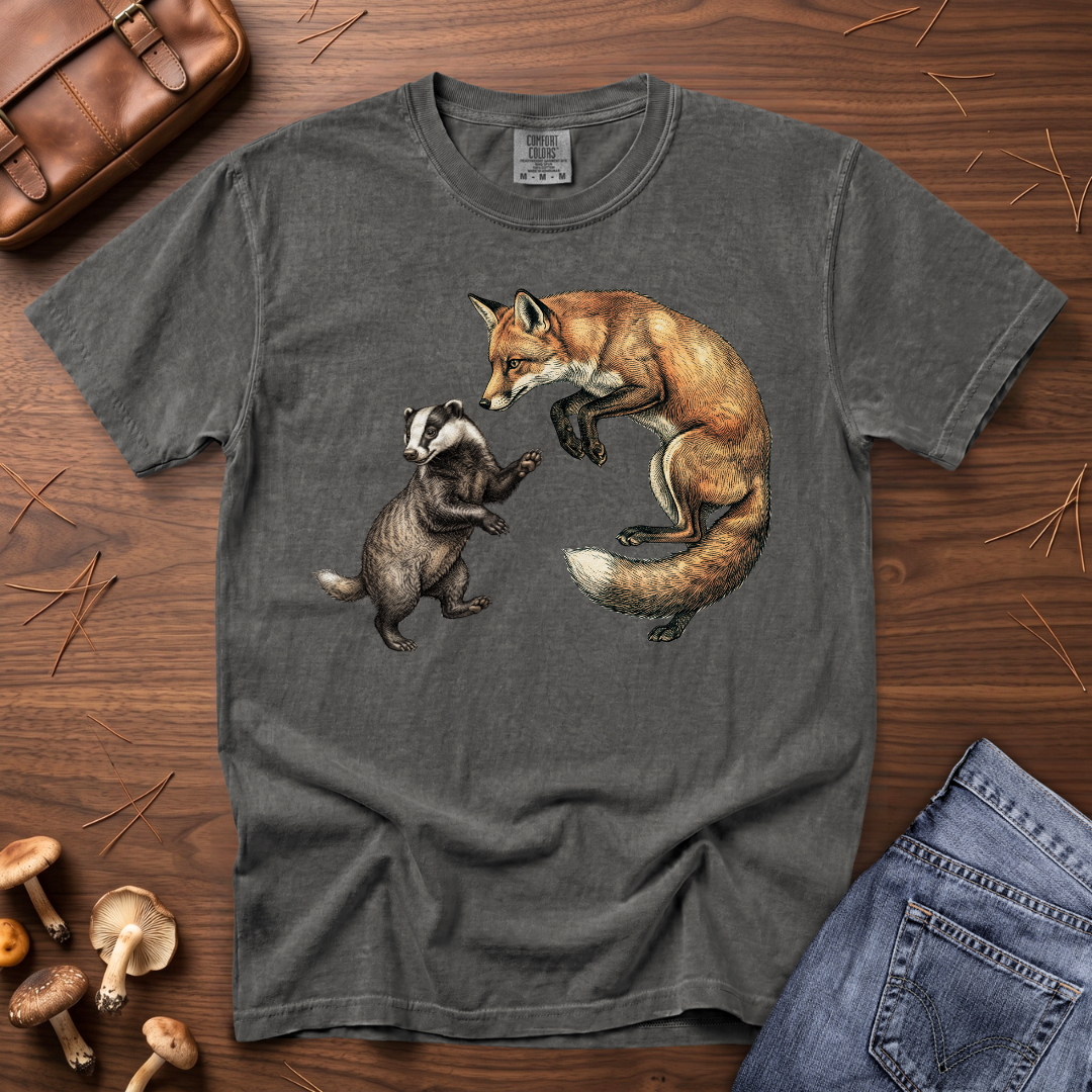 Late One Night - Fox & Badger T-Shirt